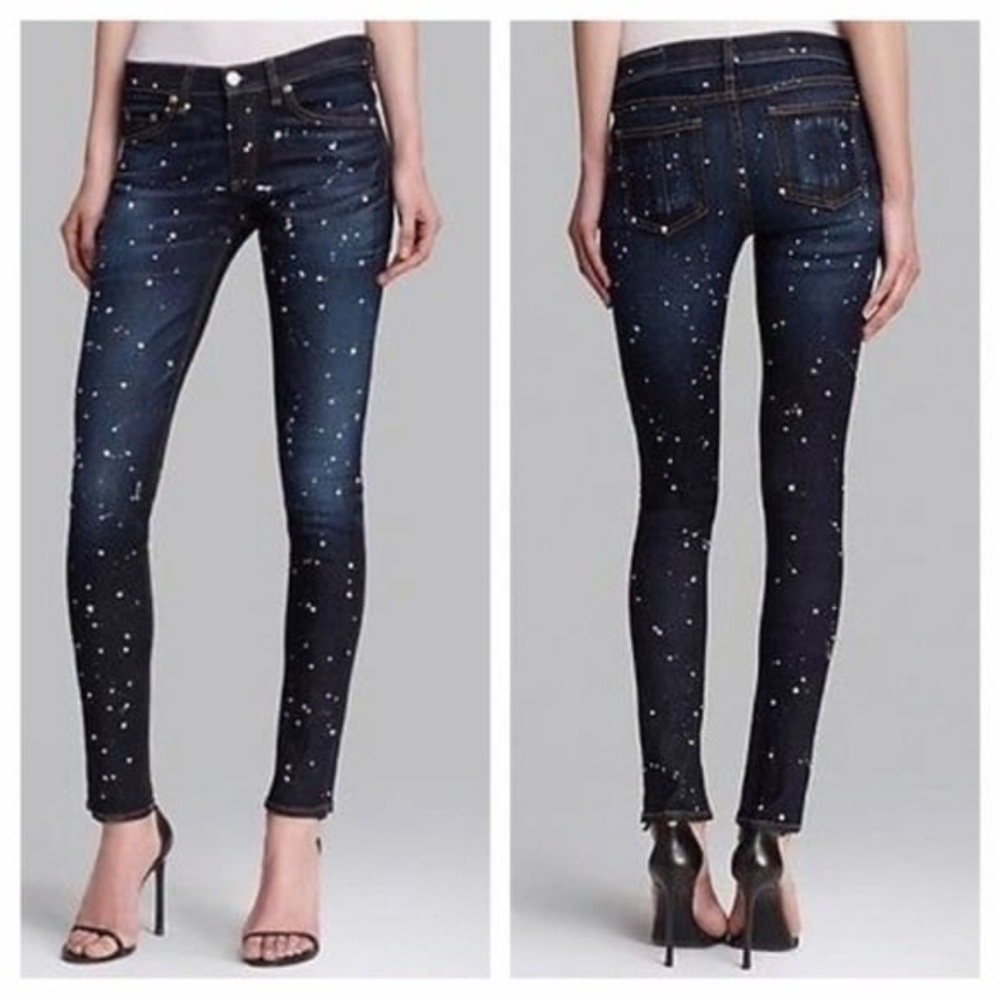 Rag & Bone Splatter Paint Anfield Skinny Jeans Size 27